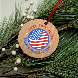 First Time Democratic Voter Ornament 2024, Harris Walz Election Keepsake Ornament