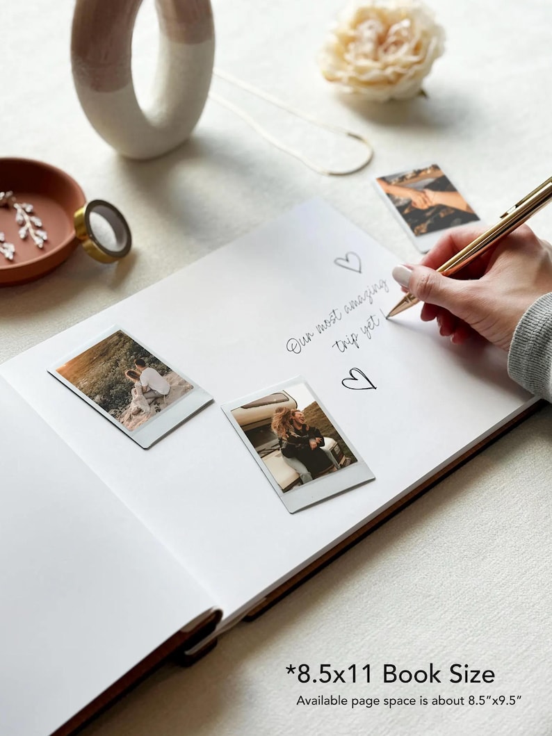 First Anniversary Present – Personalized Paper Album in Wood – Custom Memory Book image 6