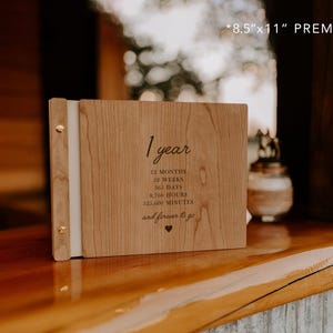 First Anniversary Present – Personalized Paper Album in Wood – Custom Memory Book image 11