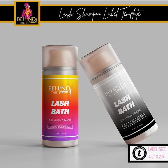 Gradient Lash Shampoo Label Template Etsy
