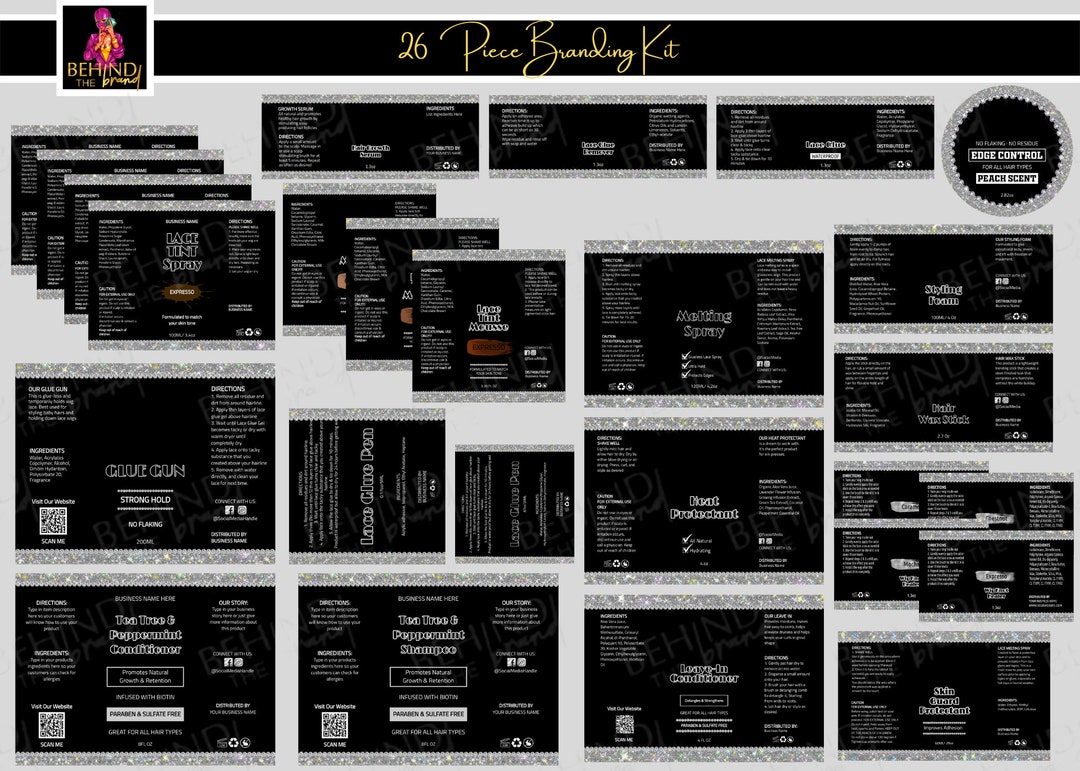 26 Piece Glam Product Labels Branding Kit - Etsy