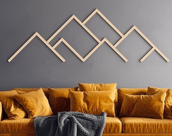 Mountains Wall Art | Modern Wood Wall Art | Minimalist Mountains Wall Art | Home Decor | Mountains line art | Extra Large Wall Art