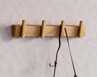 Solid Oak Wall Hanger: Minimalist Scandinavian Coat Rack
