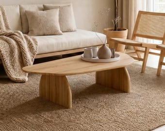 Unique Scandi Coffee Table - Modern Solid Oak Table - Living Room Furniture