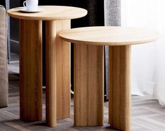 Modern Nesting Tables - End Round Side Table - Solid Wood Table - Small Nesting Tables for Living Room - Set of End Side Tables