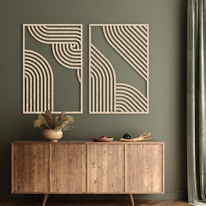 Modern Wood Wall Art | Geometric Wood Wall Art | Set of 2 wall art | Wall Hangings | Boho Wall Art | Home decor | Extra Large Wall Art