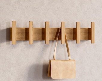 Perchero de pared de madera - Perchero de pared - Perchero de entrada escandinavo - Perchero de pared moderno - Perchero de roble - Perchero de pared minimalista