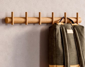 Modern Wall Hanger - Wood wall hanger - Oak coat rack -  Scandinavian entryway hanger - Modern wall hook - Minimalist wall rack