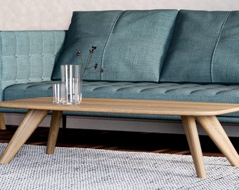 Oval coffee table, Mid century modern Japandi coffee table, Oak coffe table, Wooden coffee tables, Couchtisch, Wood coffee table