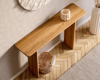 Solid Oak Console Table: Modern Scandi Hallway Entryway Table