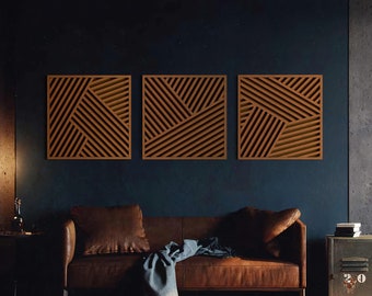 Modern Wood Wall Art Set | Geometric Wooden wall art | Abstract wood wall art | Set of 3 | Wood wall decor | Large Wood Wall Panels | Modern