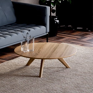 Round Coffee Table - Modern coffee table - Wood coffee table - Living room coffee table - Solid oak coffee table - Mid-century coffee table