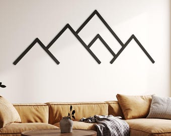 Mountains Wood Wall Art | Modern Wood Wall Art | Minimalist Wall Art | Home Decor | Mountains line art | Extra Large Wall Art
