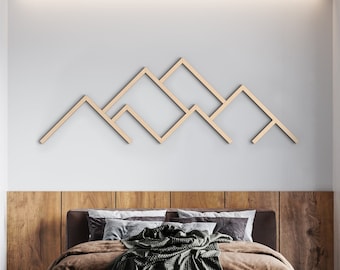 Mountains Wood Wall Art | Geometric Wood Wall Art | Minimalist Mountains Wall Art | Home Decor | Mountains line art | Bedroom decor