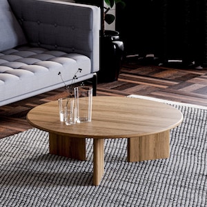 Round Coffee Table - Unique coffee table - Wood coffee table - Minimalist coffee table - Solid oak coffee table - Mid-century coffee table