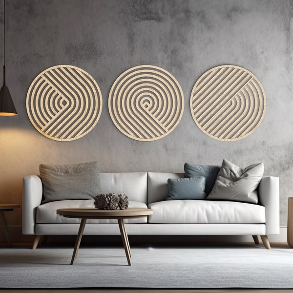 Round Wood Wall Art Set | Geometric Wood Wall Art | Modern Decor | Boho wall art | Wood wall decor | Minimalist wall art | Home decor