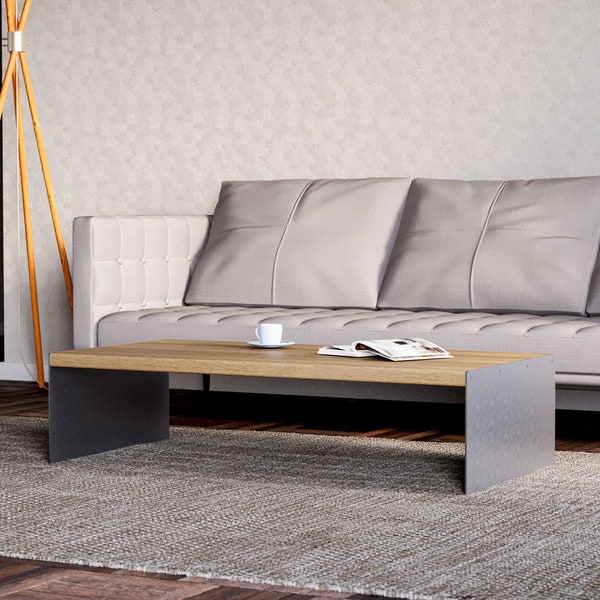 Unique Coffee Table - Waterfall Coffee Table - Table with aluninium legs - Wooden coffee table - Minimalist coffee table - Modern table