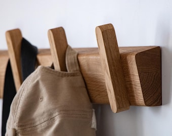 Modern Wall Hanger - Wooden wall hanger - Oak coat rack - Modern wall hook - Scandinavian entryway hanger - Minimalist wall rack