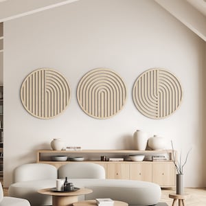 Round Wood Wall Art Set | Modern Wood Wall Art | Geometric Decor | Boho wall art | Wood wall decor | Minimalist wall art | Home decor