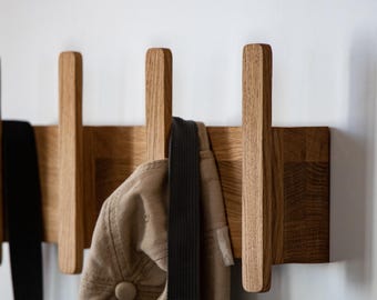 Modern wall hanger - Wooden wall hanger - Scandinavian entryway hanger - Modern wall hook - Oak coat rack -  Minimalist wall rack
