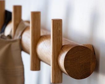 Modern Wall Hanger - Wood wall hanger - Oak coat rack -  Scandinavian entryway hanger - Modern wall hook - Minimalist wall rack