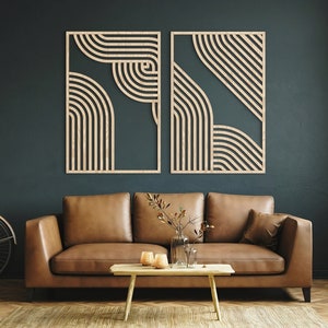 Geometric Wood Wall Art | Modern Wood Wall Art | Wall Hangings | Set of 2 wall art | Boho Wall Art | Living room decor |Extra Large Wall Art
