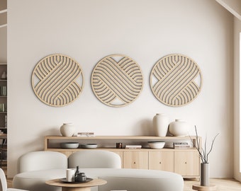 Round Wood Wall Art Set | Modern Wooden Wall Art | Geometric Decor | Boho wall art | Wood wall decor | Minimalist wall art | Home decor