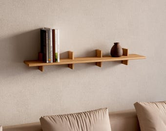 Modern Floating Shelf – Minimalist Oak Wood Wall Shelf for Living Room, Modern Scandinavian & Japandi Decor