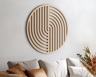 Round Wood Wall Art | Modern Wood Wall Art | Geometric decor | Minimalist wall art | Boho wall art | Abstract wood wall panels