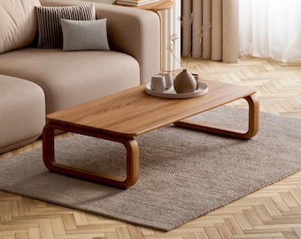 Solid Oak Coffee Table – Modern Organic Design, Natural Oak Living Room Furniture