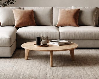 Modern Round Coffee Table - Solid Oak Table - Scandi Modern Design