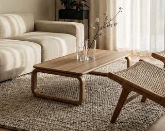 Solid Oak Coffee Table – Modern Minimalist Scandi Design, Natural Wood Furniture