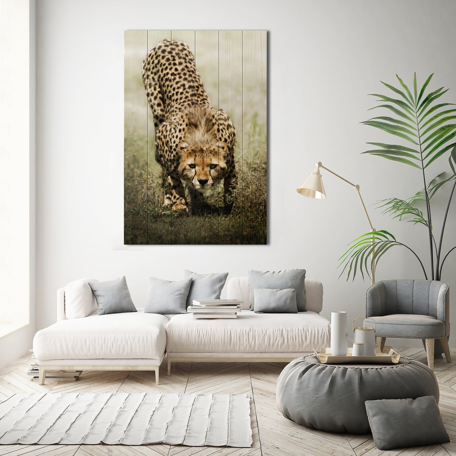 Cheetah wall art on wood Animal art Living room decor Etsy