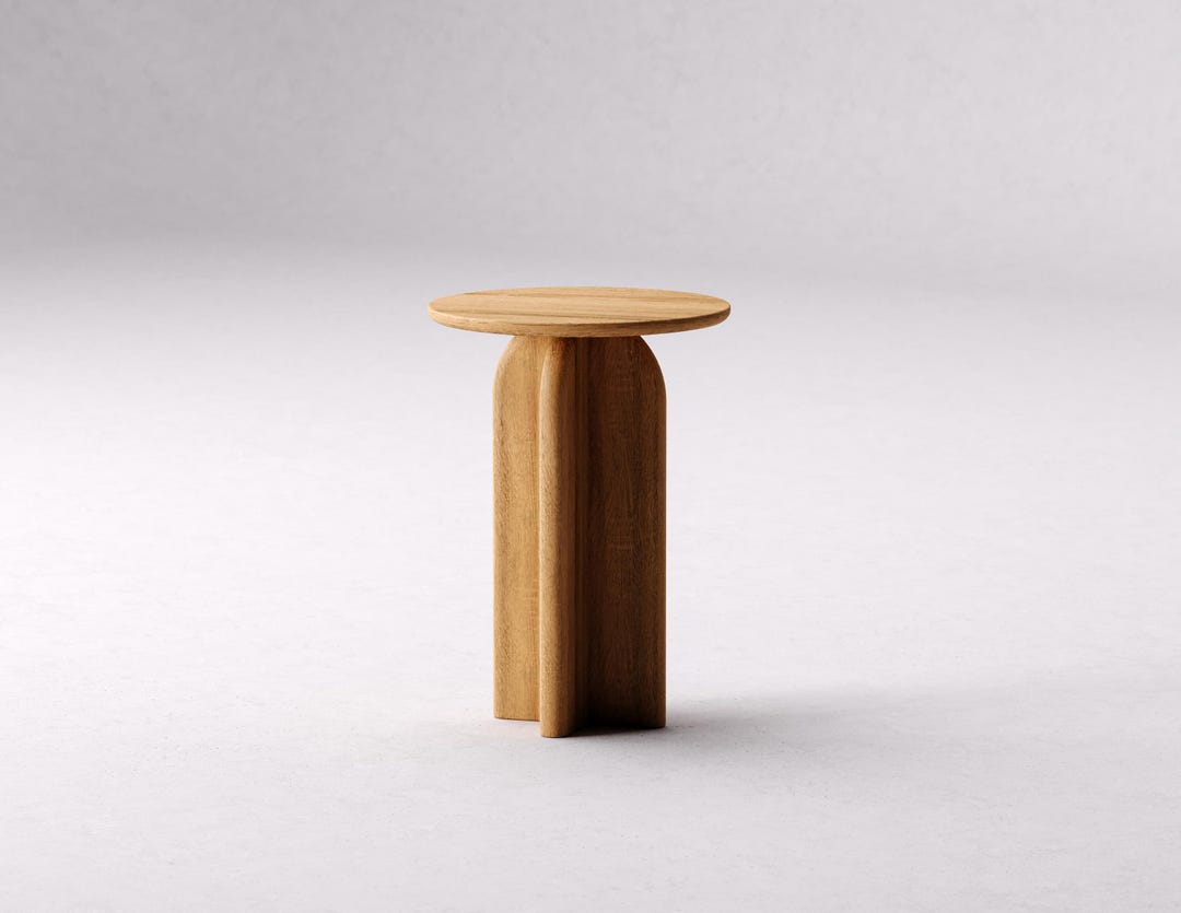 Solid Oak Round Side Table: Modern Minimalist End Table - Etsy