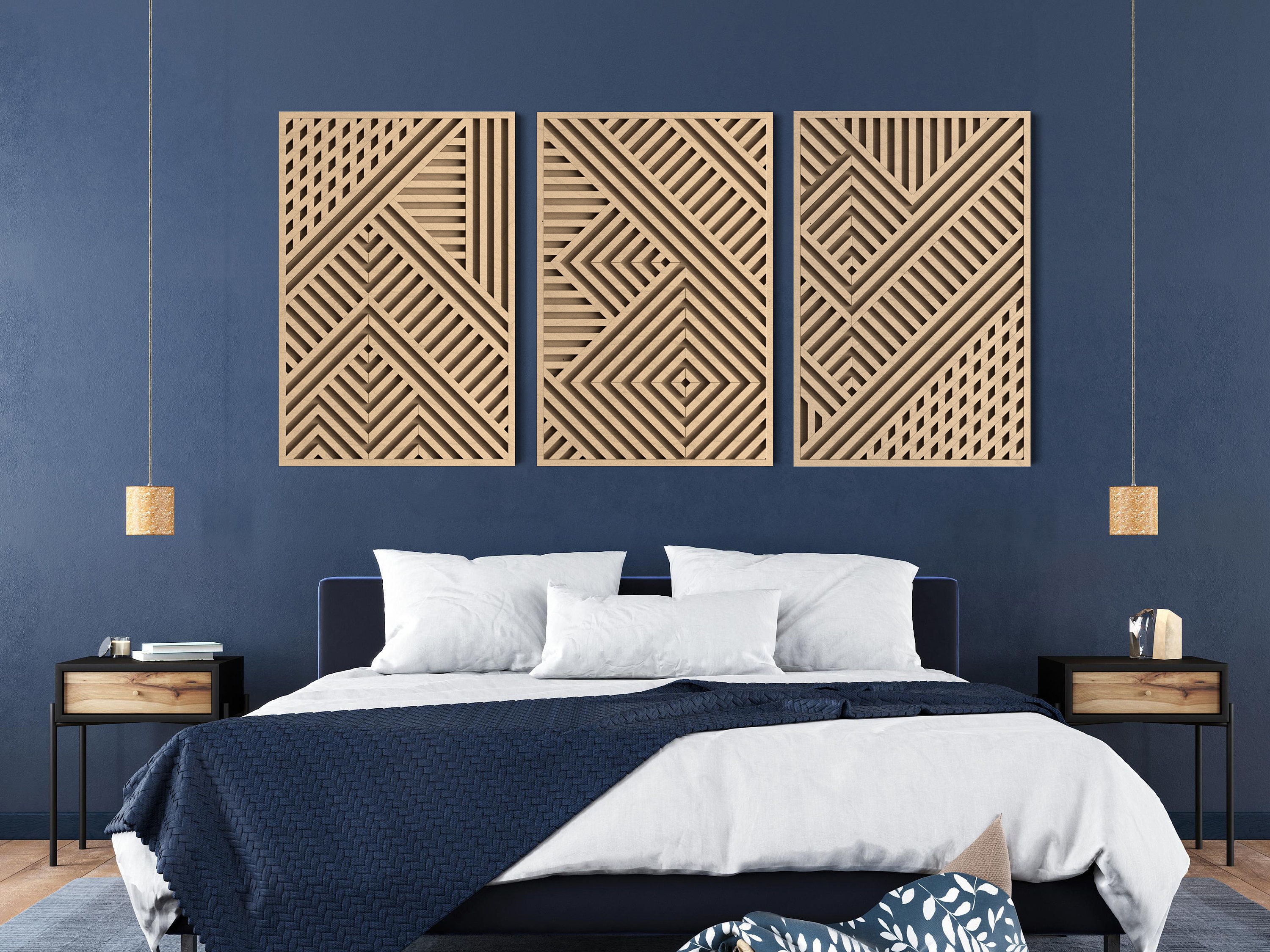 Modern Wood Wall Art Abstract Wooden Wall Panels Geometric Etsy
