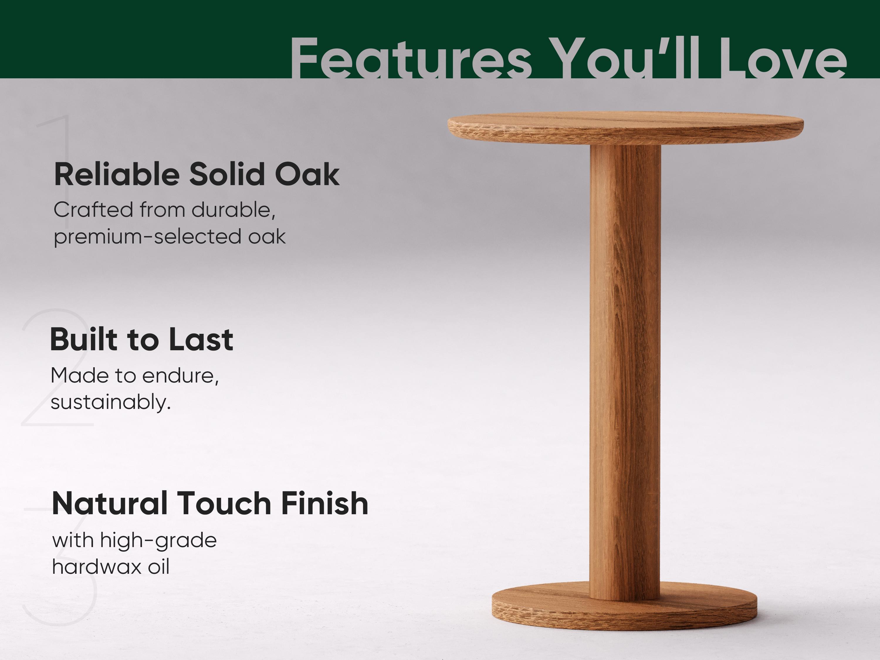 Solid Oak Round End Table: Modern Minimalist Side Table - Etsy