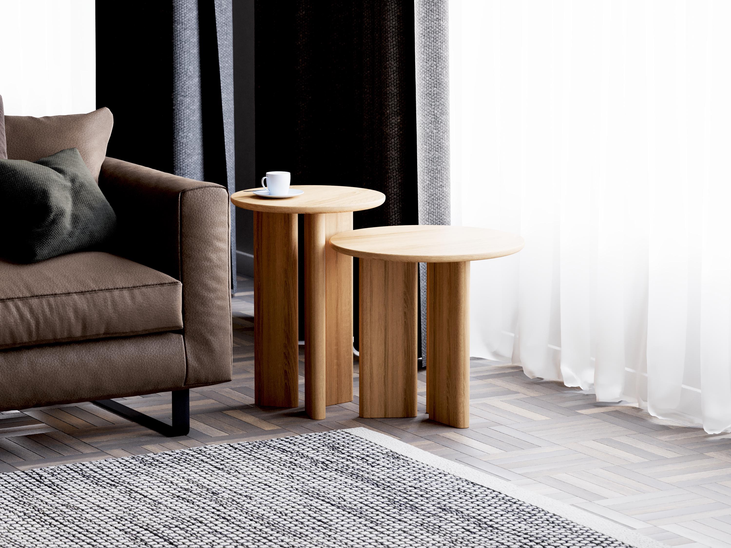 Modern Nesting Tables - End Round Side Table - Solid Wood Table - Small ...