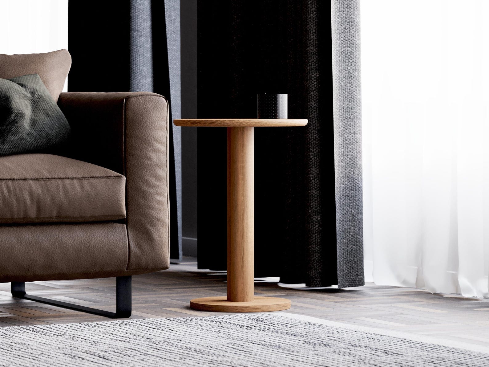 Solid Oak Round End Table: Modern Minimalist Side Table - Etsy