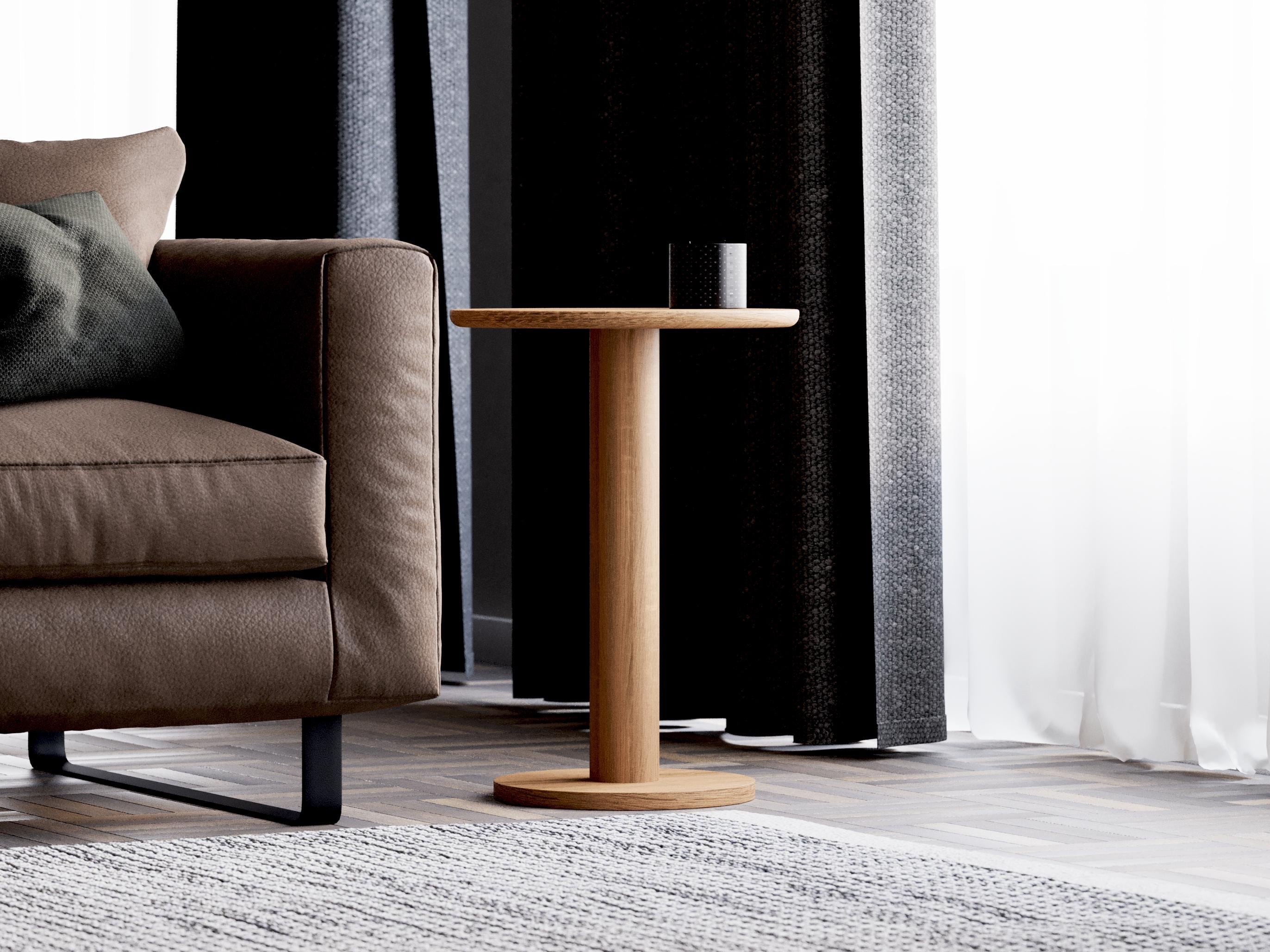 Solid Oak Round End Table: Modern Minimalist Side Table - Etsy
