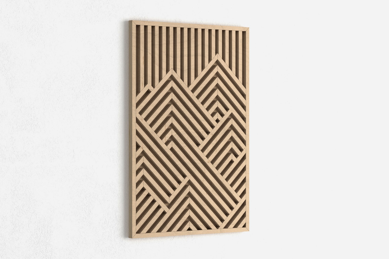 Modern Mountains Wood Wall Art Geometric Wood Wall Art Etsy