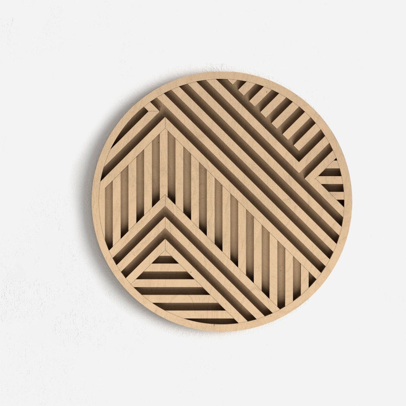 Modern Wood Wall Art Geometric Wood Wall Art Round Wall Etsy