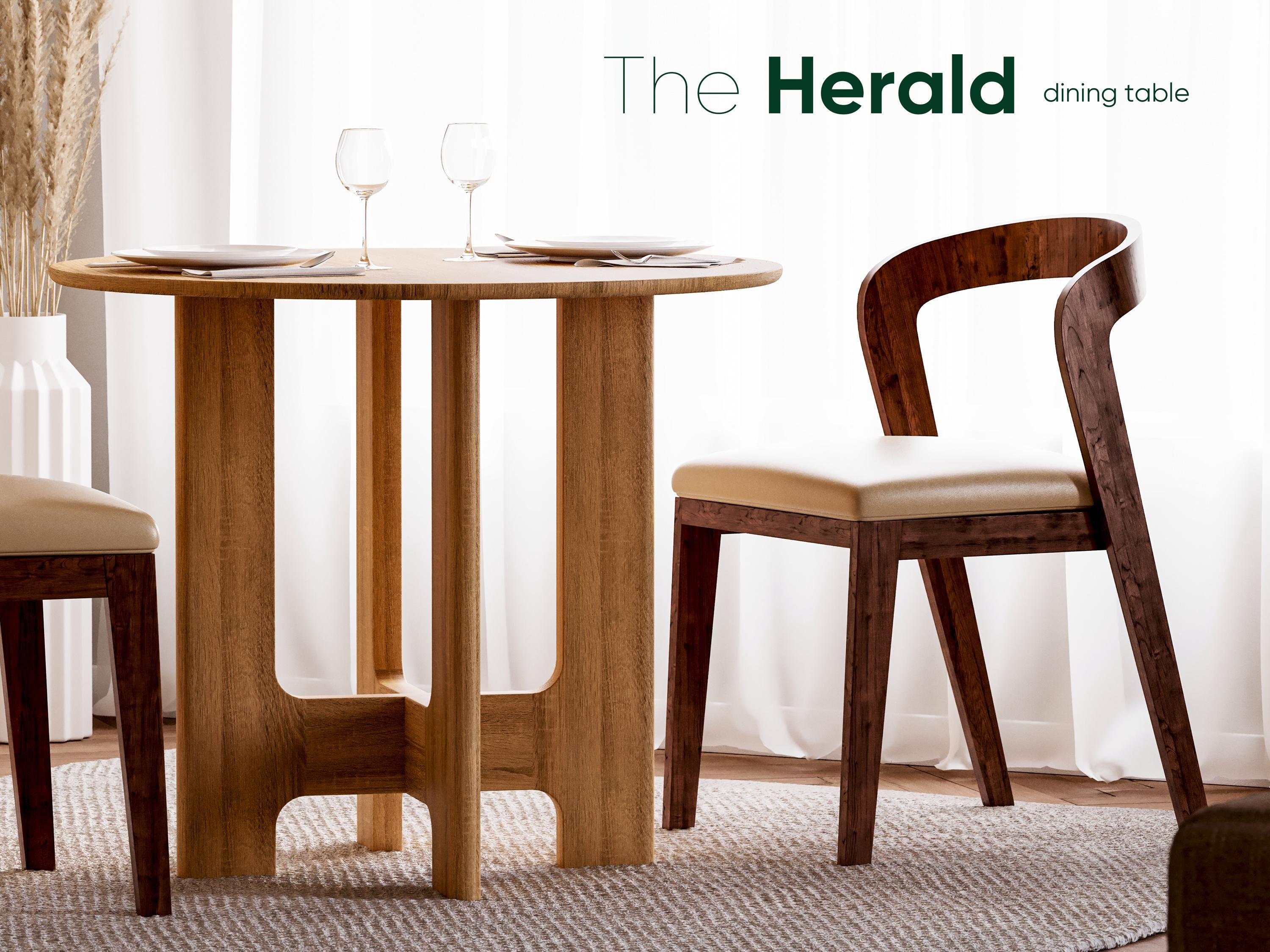 オーク無垢材のラウンドダイニングテーブル - スモールサイズのモダン