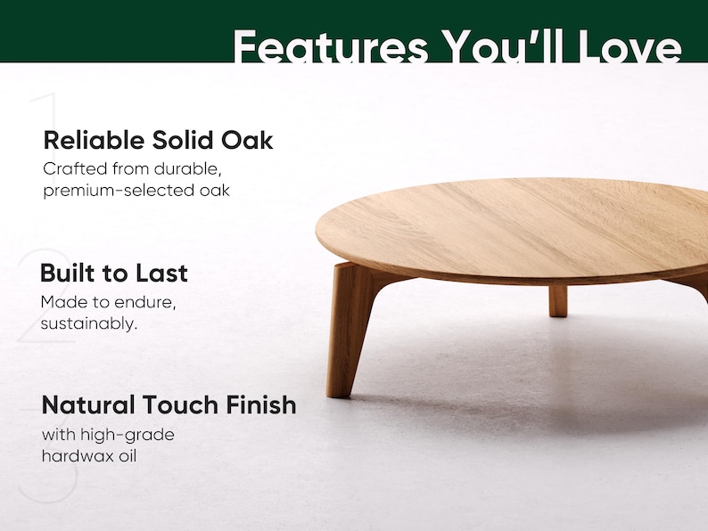 Handcrafted Solid Oak Round Coffee Table - Scandi Modern Design - Etsy