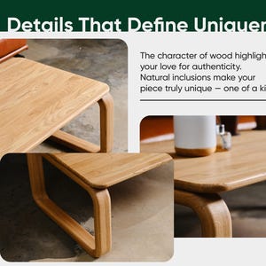 Modern Coffee Table - Aesthetic coffee table - Wooden oak coffee table - Minimalist coffee table - Scandi coffee table - Unique coffee table image 8