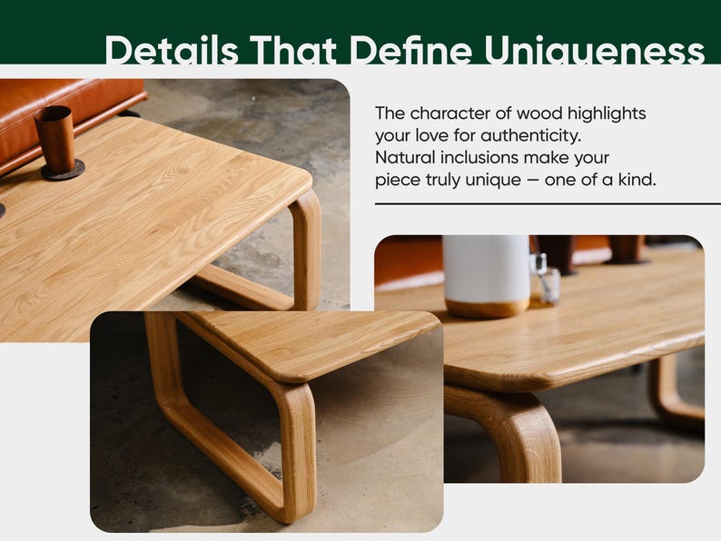 Modern Coffee Table - Aesthetic coffee table - Wooden oak coffee table - Minimalist coffee table - Scandi coffee table - Unique coffee table image 8