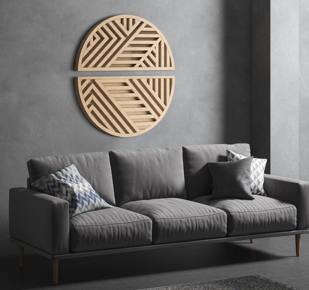 Round Wood Wall Art Round Wood Art Geometric Wood Wall Art Etsy