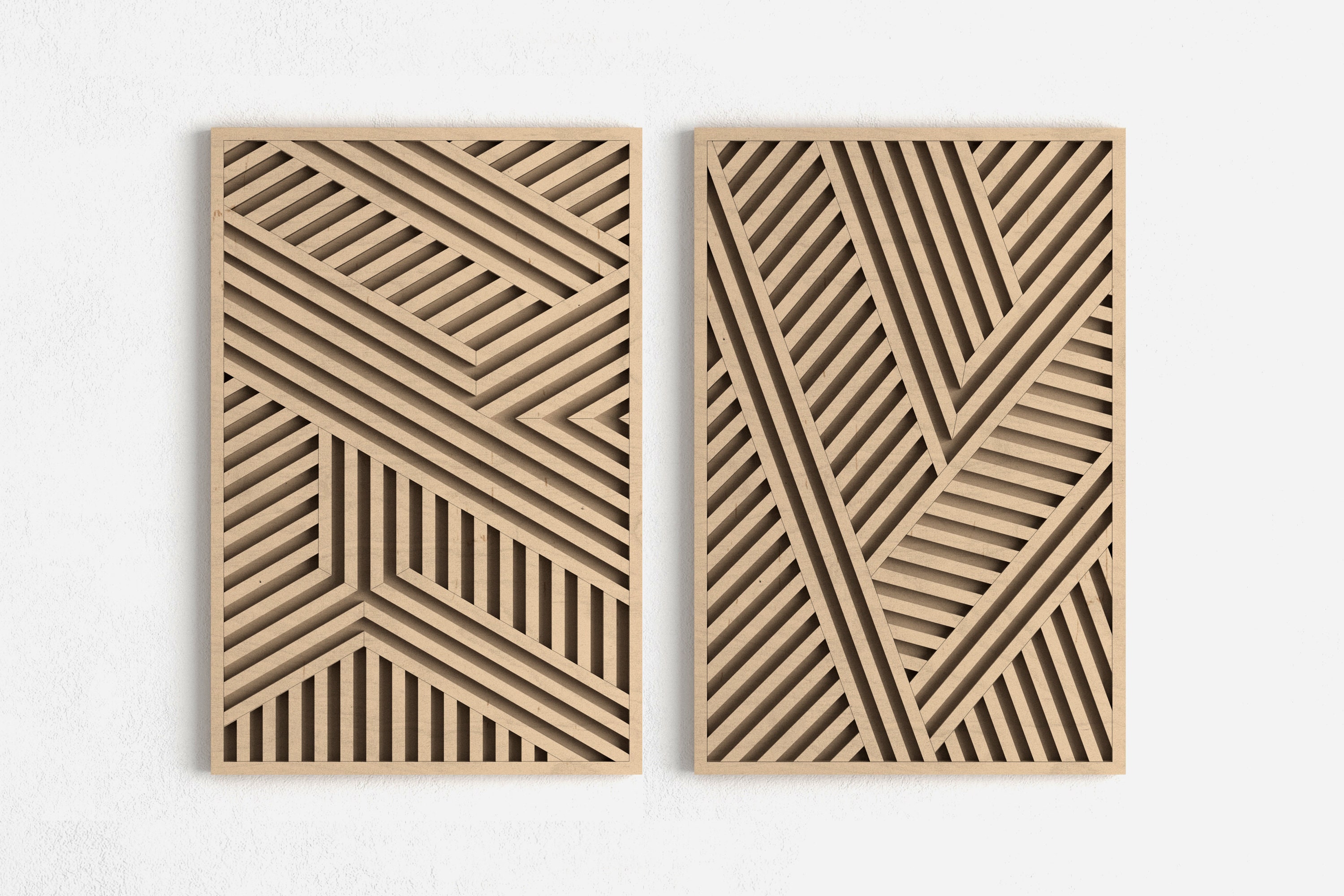 Modern Wood Wall Art Set Wooden wall art Abstract Wooden Etsy