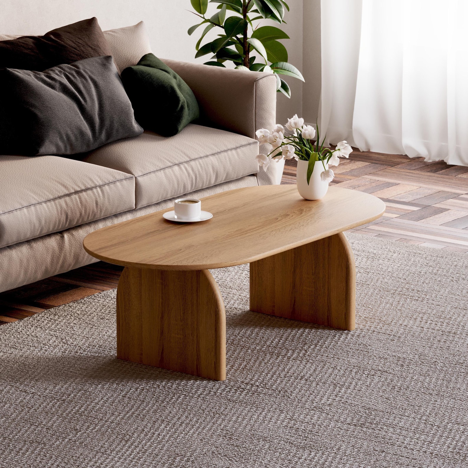 Unique modern oak sculptural Japandi coffee table Etsy's Pick
