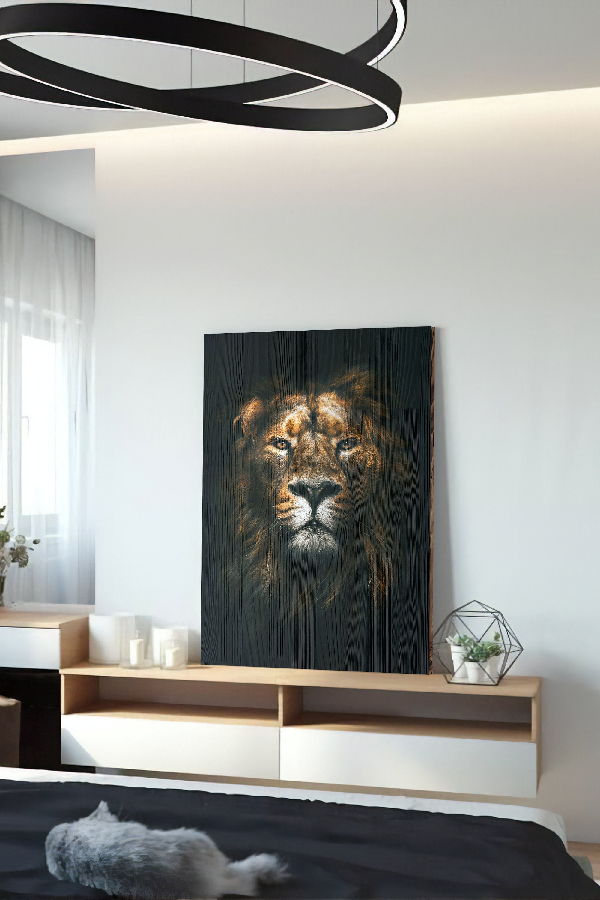 Lion wall art wood poster Lion king decor Gift for him Dad