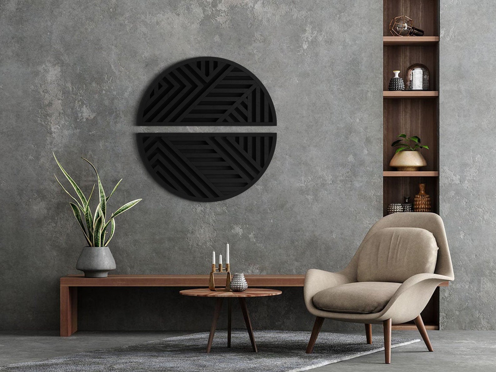 Round Wood Wall Art Round Wood Art Geometric Wood Wall Art Etsy